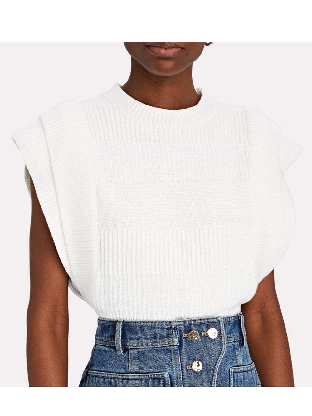 Iro Guarida Sweater Knit Top Ribbed Cotton Tank Paris Sleeveless White XXS